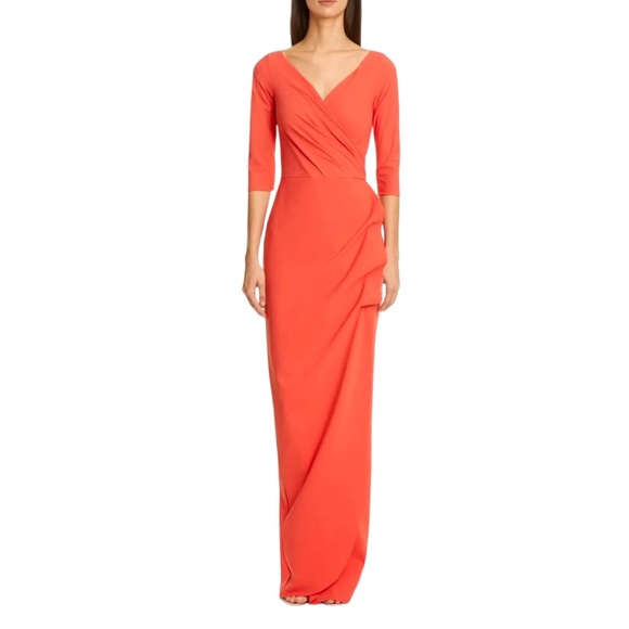 Chiara Boni Dresses & Skirts - CHIARA BONI La Petite Robe Coral Hibiscus Florien Draped Ruched Gown 16 NWT